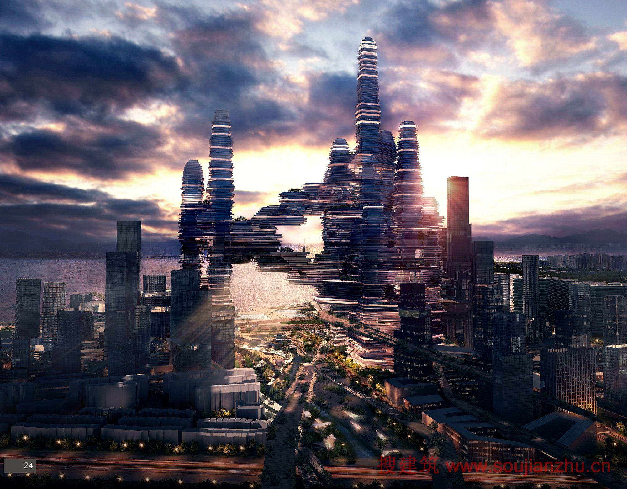 搜建筑网 -- 广东·深圳湾超级城市设计竞赛最高奖方案---UFO + CR-design