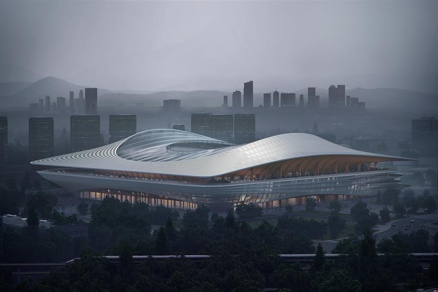 扎哈·哈迪德建筑事务所公布了中国西安国际足球中心