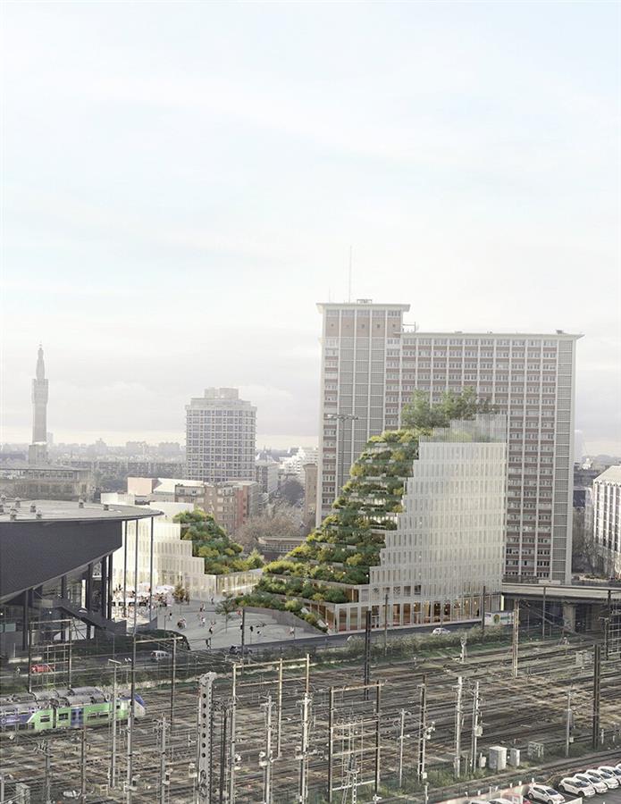 法国·Coldefy赢得了在里尔建成带有层叠绿色露台的办公楼的竞争