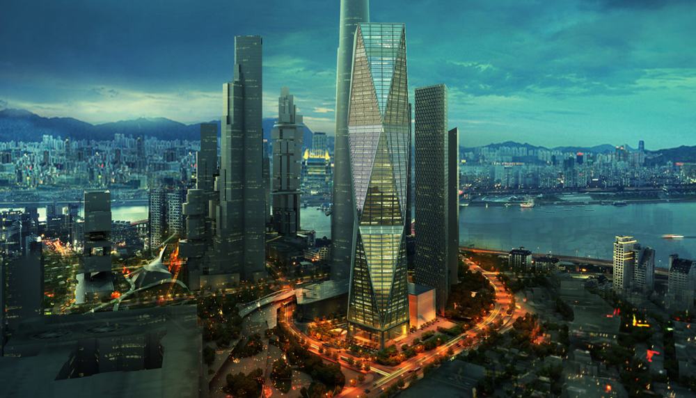 韩国·龙山国际商务区斜撑大厦