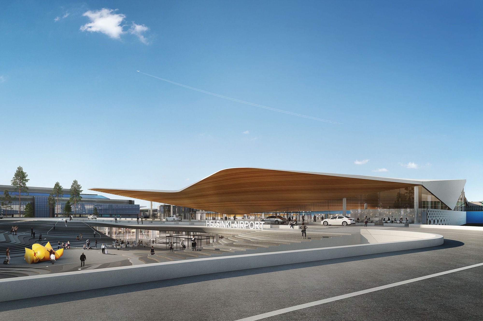 ALA Architects改造了赫尔辛基机场起伏的屋顶和公共景观