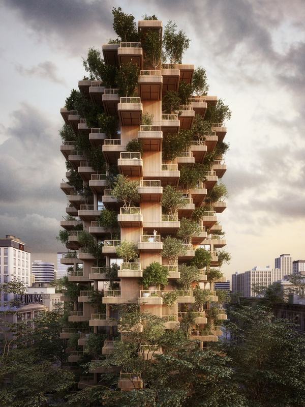 槃达设计的模块化木制塔楼灵感来自多伦多的Habitat 67