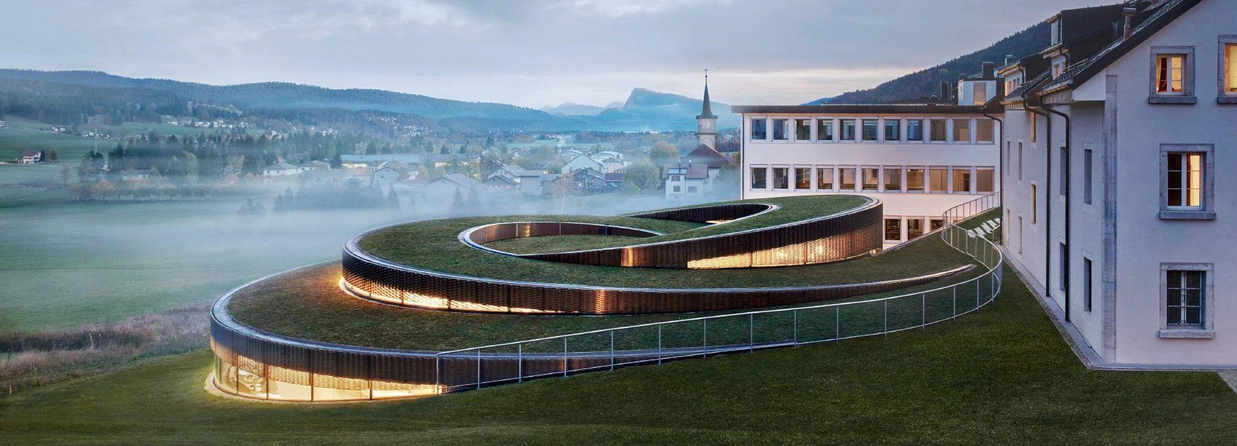BIG在瑞士设计的螺旋形钟表博物馆