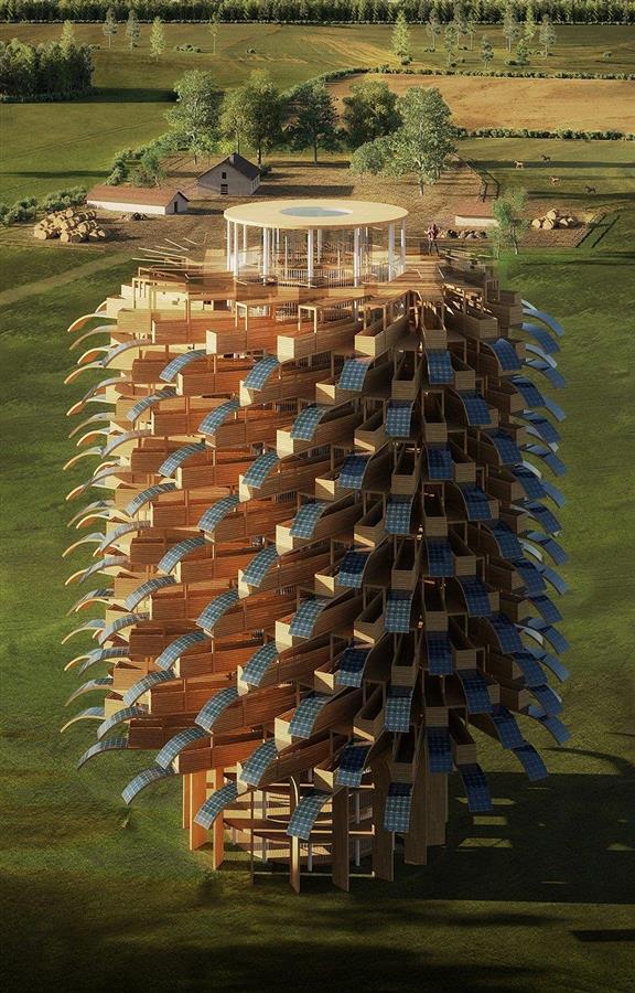 NUDES设想了一个净零能耗的“太阳树”观景塔